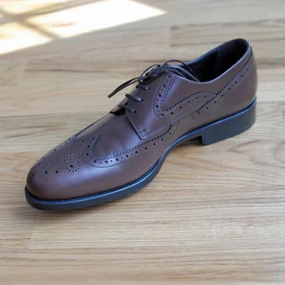 Salvatore Ferragamo NEW Men’s Brown Leather Wingtip Oxfords 10.5 D - Picture 9 of 13